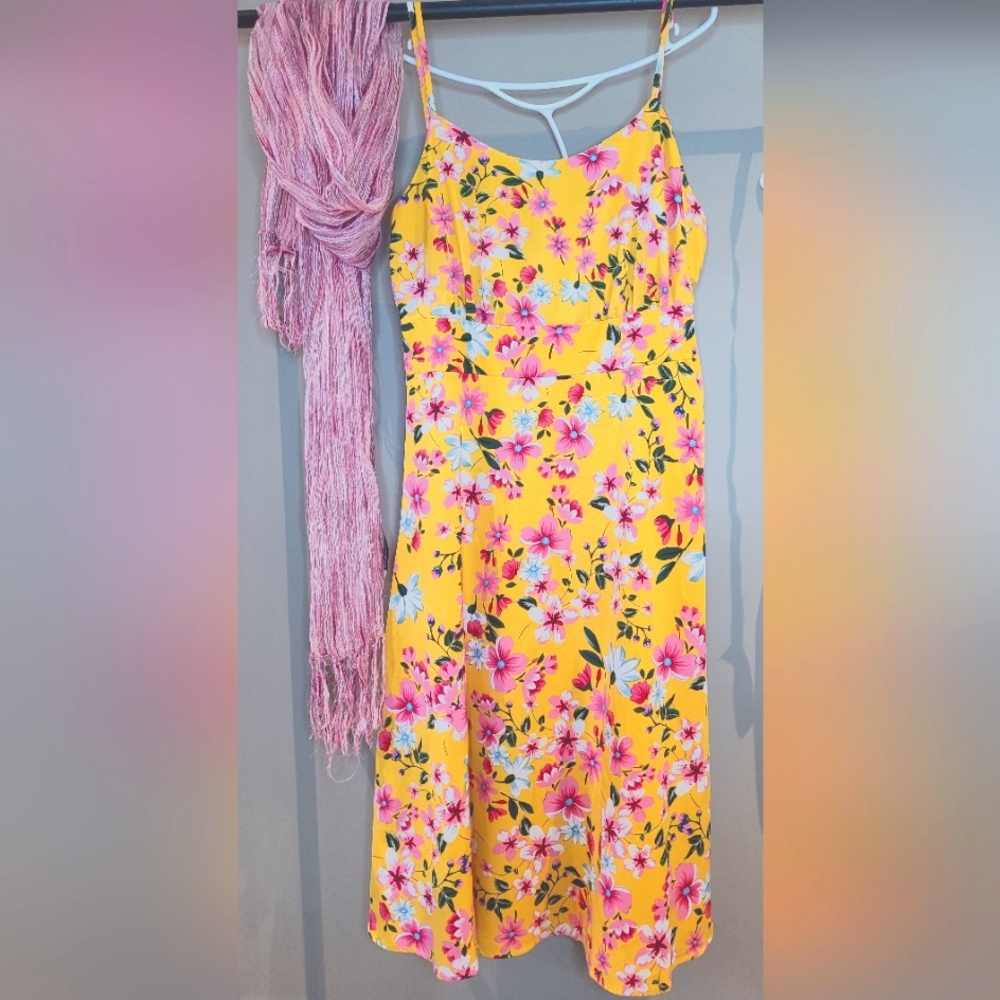 0X Shein floral yellow summer dress